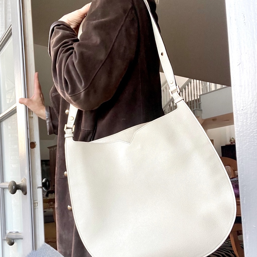 Valextra Weekend Hobo Bag- White with  Soft leather interior